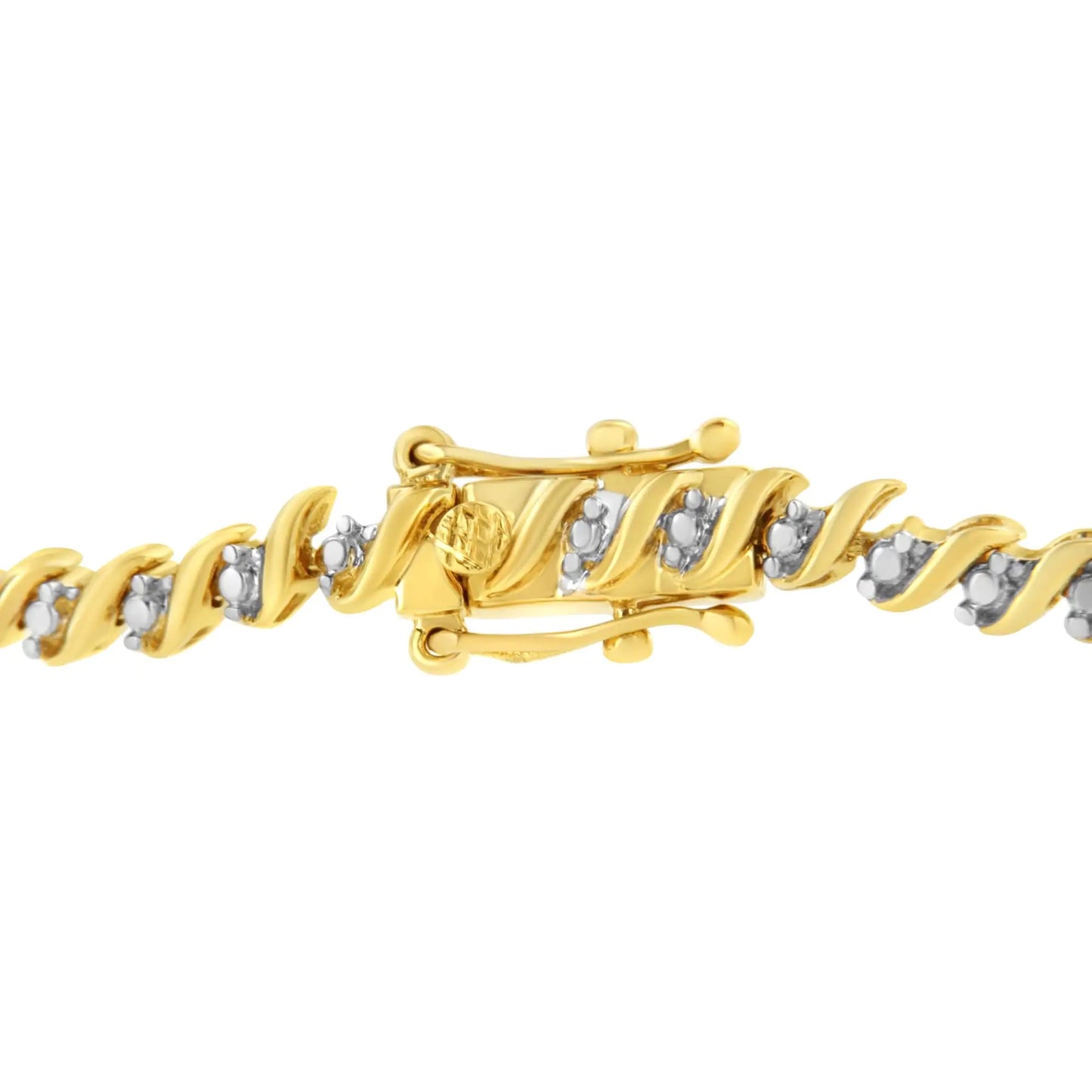 10K Yellow Gold Plated .925 Sterling Silver 1/2 Cttw 2-Prong Set Diamond S Link Tennis Bracelet - 7.25"