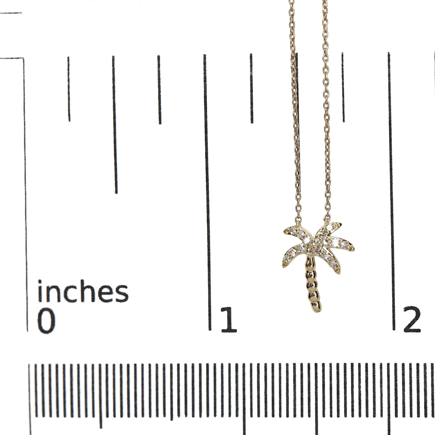 10K Yellow Gold 1/10 Cttw Round Diamond Palm Tree 18" Inch Pendant Necklace