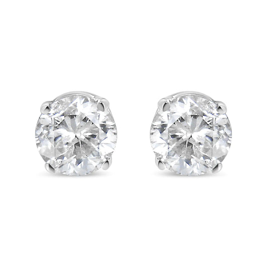 .925 Sterling Silver 1/2 Cttw Round Brilliant-Cut Near Colorless Diamond Classic 4-Prong Stud Earrings