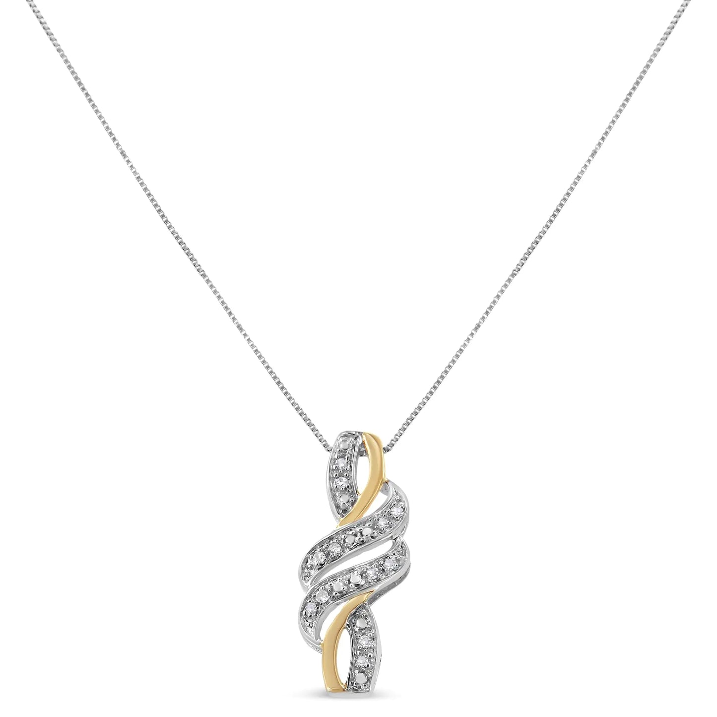 14K Yellow Gold Plated .925 Sterling Silver Round-Cut Diamond Accent Cross Bypass 18" Pendant Necklace