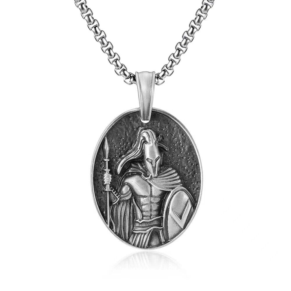 Men's Stainless Steel Spartan Leonidas Warrior Pendant Punk Necklace Chain 24"