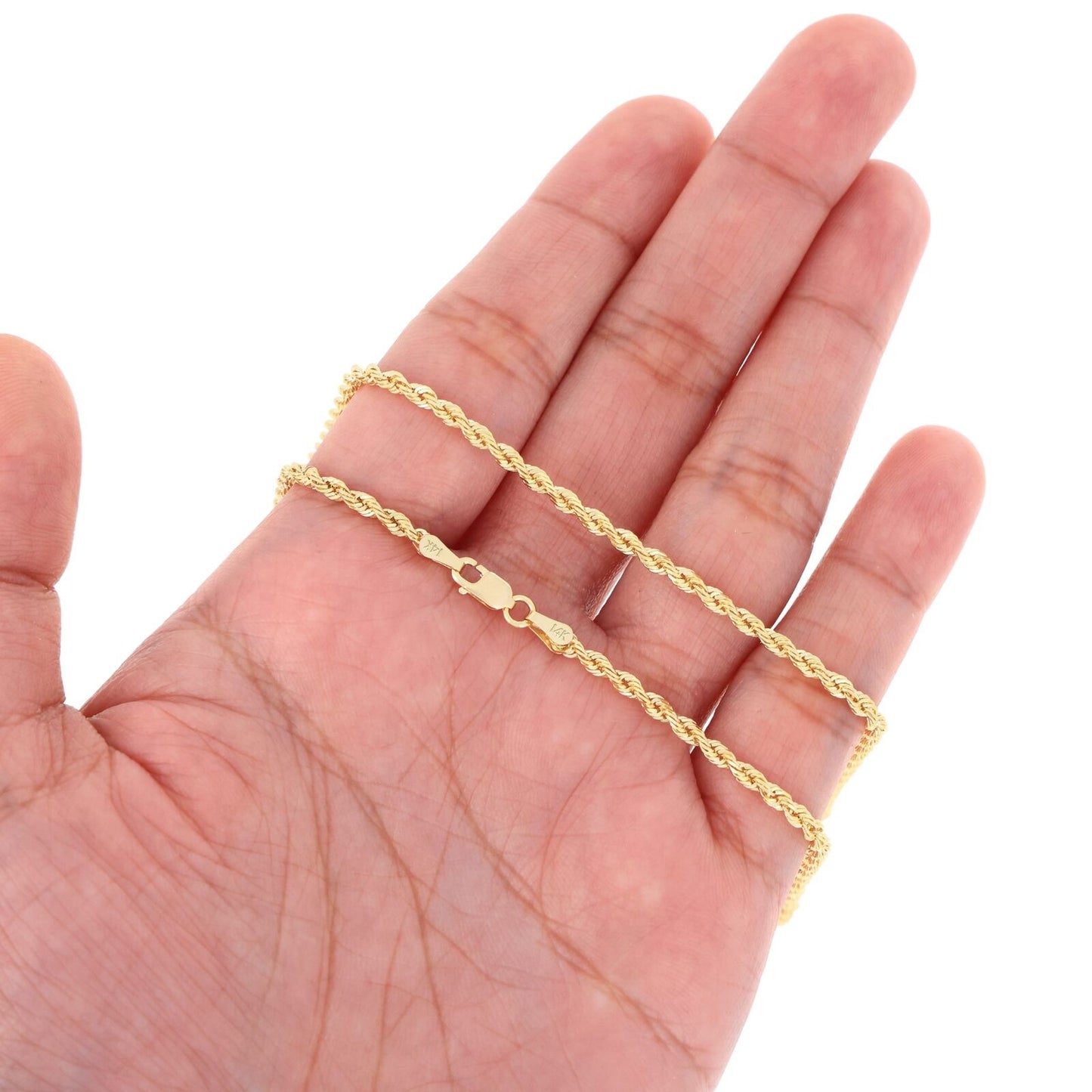 14K Yellow Gold Diamond Cut Rope 2mm-5mm Chain Link Bracelet Men's