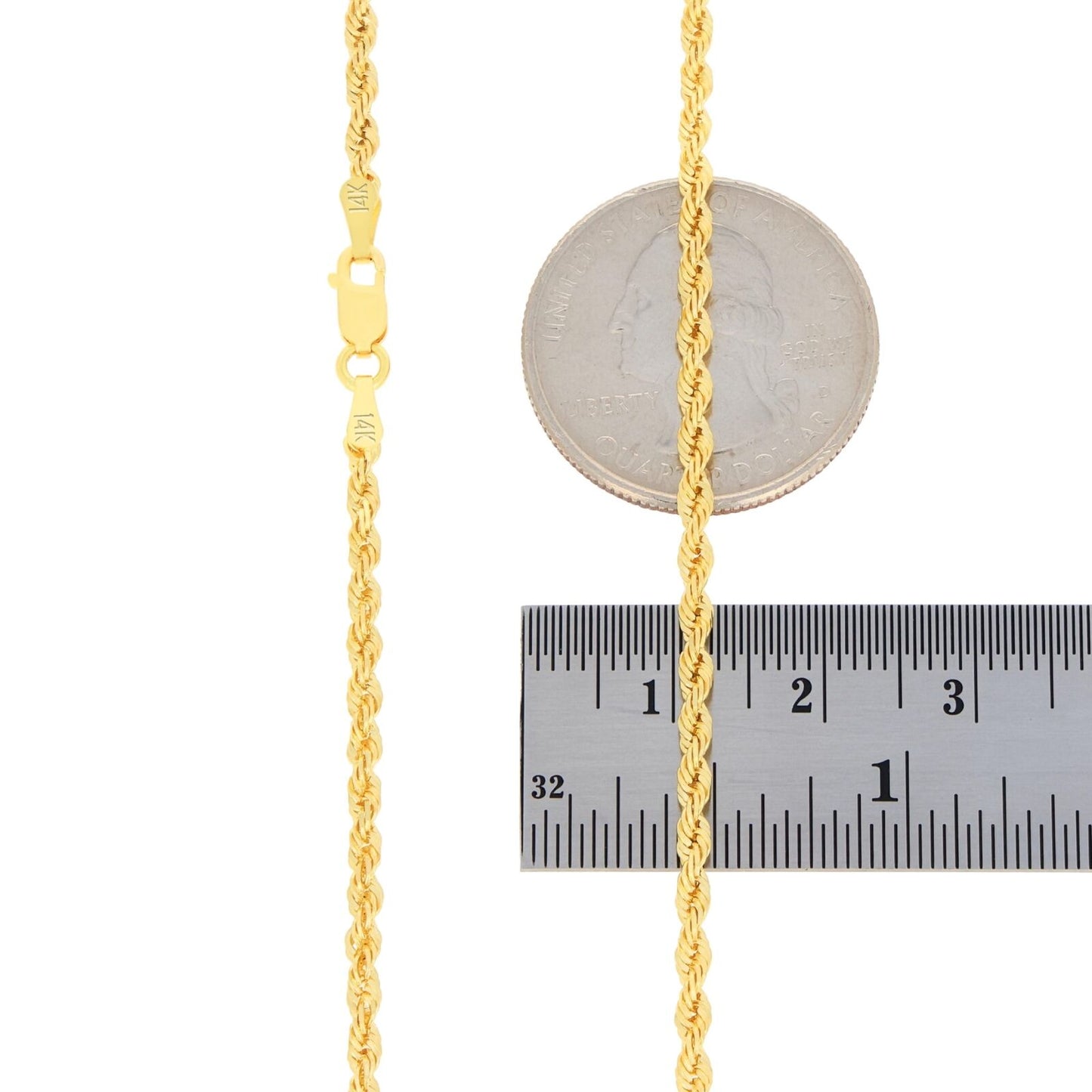 14K Yellow Gold Diamond Cut Rope 2mm-5mm Chain Link Bracelet Men's