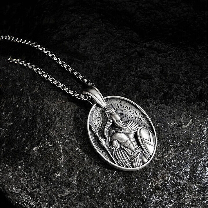 Men's Stainless Steel Spartan Leonidas Warrior Pendant Punk Necklace Chain 24"